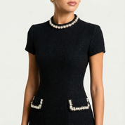Estelle Worthington | Women’s Mini Dress with Pearl Trim and Pocket Detailing