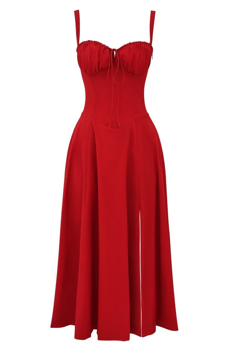 Isabeau Renard | Corset Midi Dress – Tailored Waist and Flowing Skirt