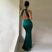 Valentina Sorelli | Halter Neck Maxi Dress – Elegant Backless Mermaid Fit for Evening & Events