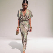 Adriana Valcour | Twisted V-Neck Maxi Dress – Elegant Long Dress for Special Occasions