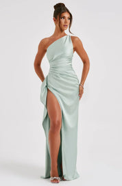 Elowen Duvall | Women’s Asymmetric Evening Maxi Dress – Elegant Gown with High Split