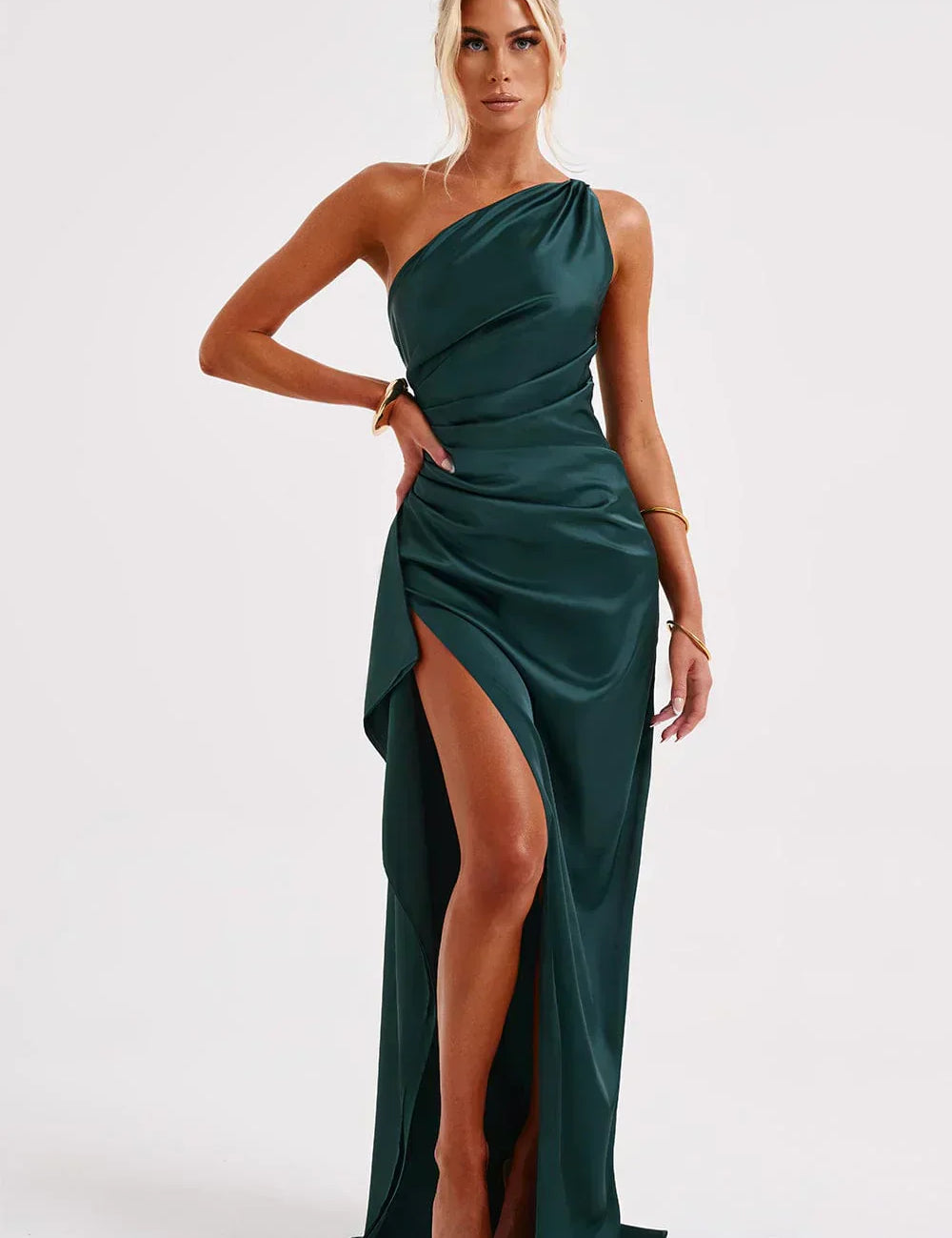Elowen Duvall | Women’s Asymmetric Evening Maxi Dress – Elegant Gown with High Split