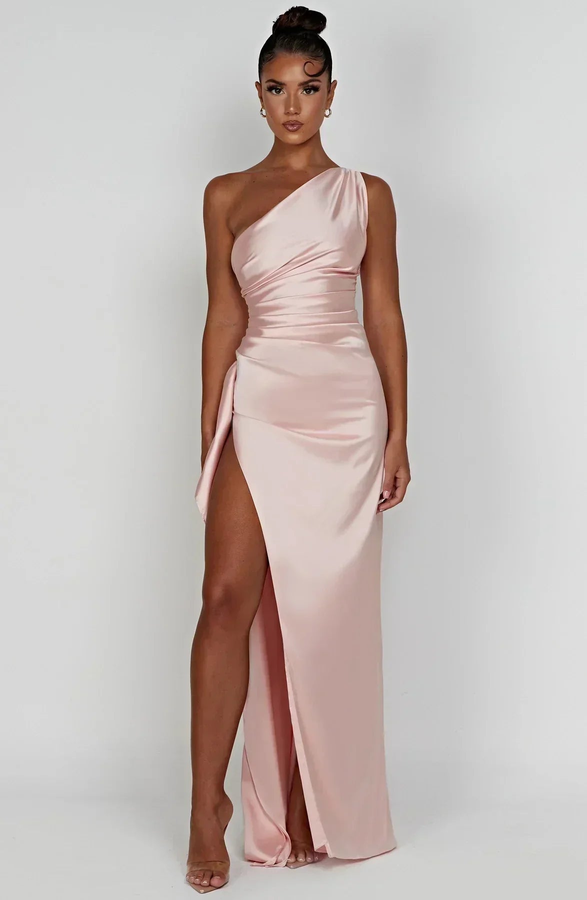Elowen Duvall | Women’s Asymmetric Evening Maxi Dress – Elegant Gown with High Split