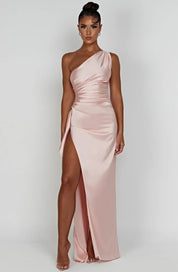 Elowen Duvall | Women’s Asymmetric Evening Maxi Dress – Elegant Gown with High Split