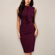Florence Hawthorne | Women’s Sleeveless Sheath Midi Dress – V-Neck Wrap Style for Work and Events