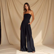 Rosalie Kensington | Women’s Strapless Wide-Leg Jumpsuit – Structured Bodice with Elegant Flowing Silhouette